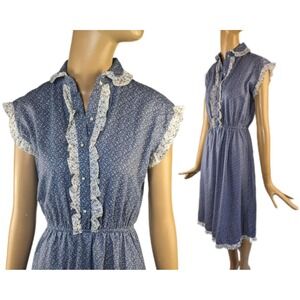 Luci Sellini‎ California 70s Calico ditsy floral ruffle collar
